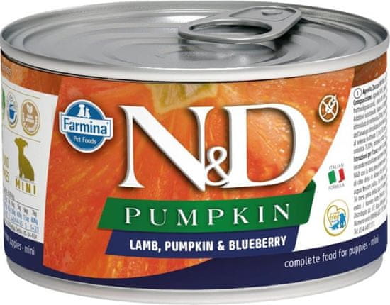 N&D PUMPKIN Dog konz. Lamb, Pumpkin & Blueberry Puppy Mini 140 g