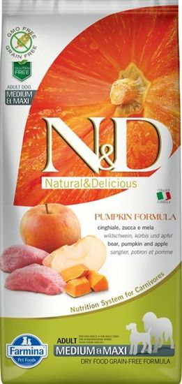 N&D PUMPKIN Dog GF Wild Boar & Apple Adult Medium & Maxi 12 kg