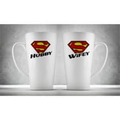 Hrnčeky pre páry - Super Wifey &amp; Hubby, 2ks x 450ml