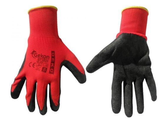 GEKO Pracovné rukavice veľkosť 8", červeno-čierne GEKO