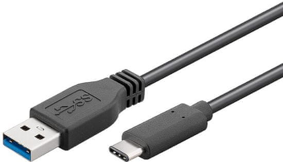 PremiumCord kábel USB 3.1 konektor C/male - USB 3.0 A/male, čierny, 2m