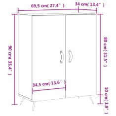 Vidaxl Komoda hnedý dub 69,5x34x90 cm kompozitné drevo