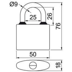 Richter Zámok visiaci OVAL 52 3kl. na rovnaký uzáver