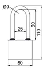 Richter Zámok visiaci OVAL 52 predĺžený 3kl.