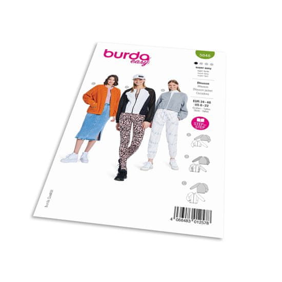 Burda Strih Burda 5848 - Mikina, bomber, fleecová bunda