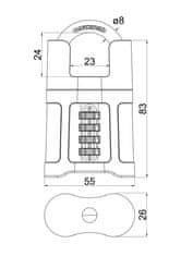 Zámok visiaci kódový RV.25011 ČER
