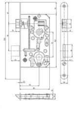 Zámok zadl. K136 - 72/80 PL BÍ Zn vložkový s prevodom