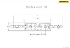 Zámok nábytkový 702A rázvor. bez tyčí