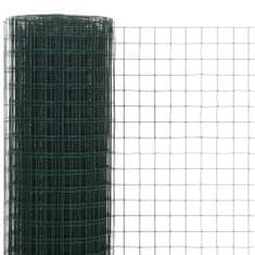 Vidaxl Drôtené pletivo, oceľ potiahnutá PVC 25x0,5 m, zelené