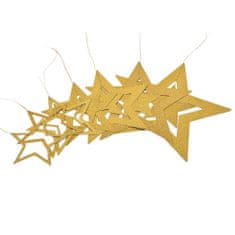 Northix Vianočné ozdoby - zlaté trblietavé hviezdy v rôznych veľkostiach 