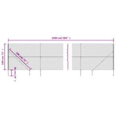 Vidaxl Drôtený plot s kotviacimi hrotmi strieborný 1,8x25 m