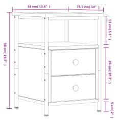 Petromila vidaXL Nočné stolíky 2 ks dymový dub 34x35,5x50 cm kompozitné drevo