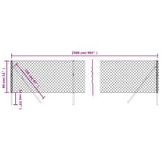 Vidaxl Drôtený plot strieborný 0,8x25 m