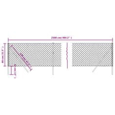 Vidaxl Drôtený plot antracitový 0,8x25 m