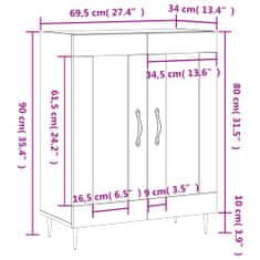 Vidaxl Komoda biela 69,5x34x90 cm kompozitné drevo