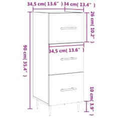 Vidaxl Komoda betónovo sivá 34,5x34x90 cm spracované drevo