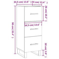 Vidaxl Komoda biela 34,5x34x90 cm spracované drevo