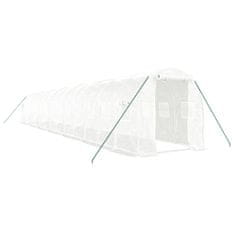 Vidaxl Fóliovník s oceľovým rámom biely 28 m² 14x2x2 m