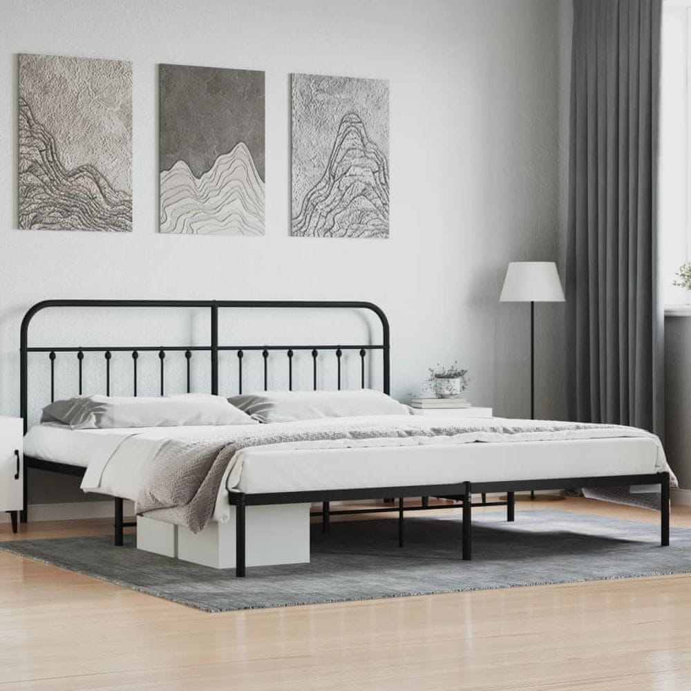 Petromila vidaXL Kovový rám postele s čelom čierny 193x203 cm