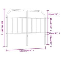 Vidaxl Kovové čelo postele, biele 120 cm