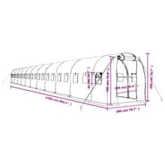 Vidaxl Fóliovník s oceľovým rámom biely 44 m² 22x2x2 m