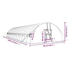 Vidaxl Fóliovník s oceľovým rámom biely 96 m² 16x6x2,85m