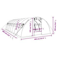 Vidaxl Fóliovník s oceľovým rámom biely 32 m² 8x4x2 m