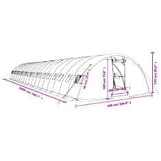 Vidaxl Fóliovník s oceľovým rámom biely 100 m² 20x5x2,3 m