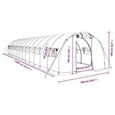 Vidaxl Fóliovník s oceľovým rámom zelený 42 m² 14x3x2 m