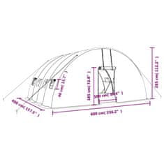 Vidaxl Fóliovník s oceľovým rámom zelený 24 m² 6x4x2,85 m