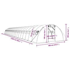 Vidaxl Fóliovník s oceľovým rámom biely 88 m² 22x4x2 m