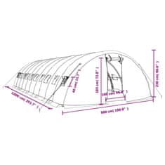 Vidaxl Fóliovník s oceľovým rámom biely 50 m² 10x3x2 m