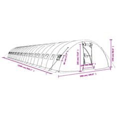 Vidaxl Fóliovník s oceľovým rámom zelený 110 m² 16x5x2,3 m