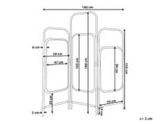 Beliani 3-dielny skladací ratanový paraván 166 x 180 cm prírodný CARPI