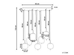 Beliani Sklenená závesná lampa so 7 svetlami strieborná TARLO