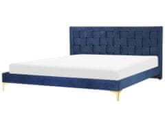 Beliani Zamatová posteľ 180 x 200 cm námornícka modrá LIMOUX