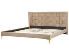 Beliani Zamatová posteľ 180 x 200 cm béžová LIMOUX