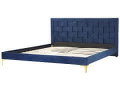 Beliani Zamatová posteľ 180 x 200 cm námornícka modrá LIMOUX