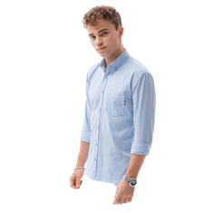 OMBRE Pánske tričko s dlhým rukávom HERB svetlo modrá MDN107750 XXL