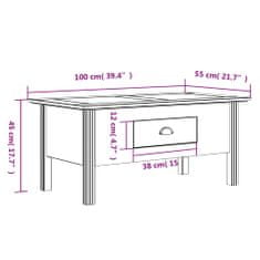 Vidaxl Konferenčný stolík BODO biely 100x55x45 cm borovicový masív