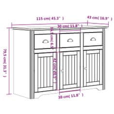 Petromila vidaXL Komoda BODO biela 115x43x200,5 cm borovicový masív