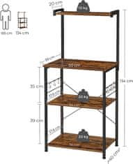 VASAGLE Industriálna kuchynská polica 60 x 134 x 40 cm