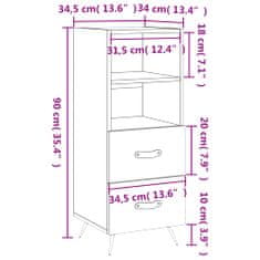 Petromila vidaXL Komoda biela 34,5x34x90 cm spracované drevo