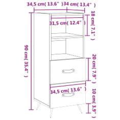 Petromila vidaXL Komoda dub sonoma 34,5x34x90 cm spracované drevo