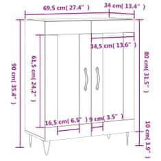 Vidaxl Komoda lesklá biela 69,5x34x90 cm spracované drevo