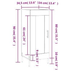 Petromila vidaXL Komoda dymový dub 34,5x34x90 cm spracované drevo