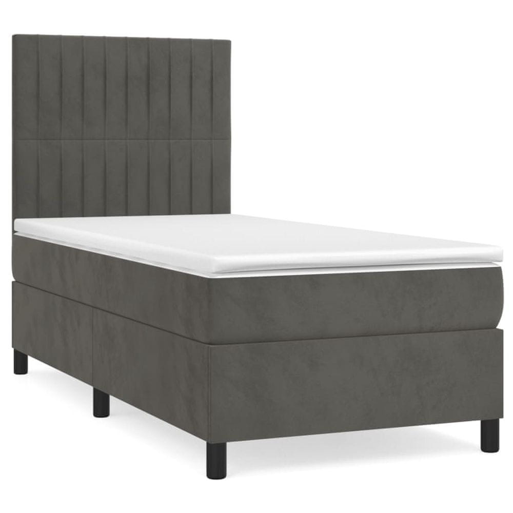 Vidaxl Posteľný rám boxspring s matracom tmavosivý 80x200 cm zamat