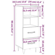 Vidaxl Komoda dub sonoma 34,5x34x90 cm spracované drevo