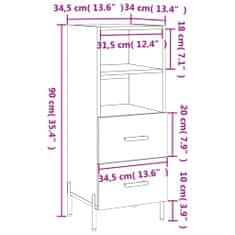 Petromila vidaXL Komoda sivý dub sonoma 34,5x34x90 cm spracované drevo