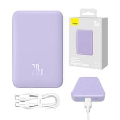 BASEUS Baseus Magnetic Mini 10000mAh, USB-C 20W MagSafe powerbank (fialová)